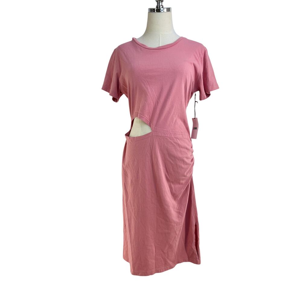 LNA Alek Cutout Short Sleeve Dress Pink